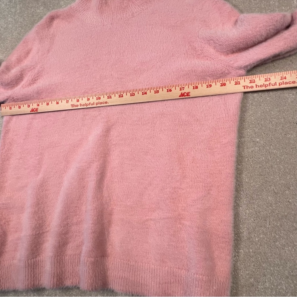 Lands' End Pink Soft Fuzzy Mock Neck Sweater Nylon/Cotton Blend Women's Large - Picture 6 of 12